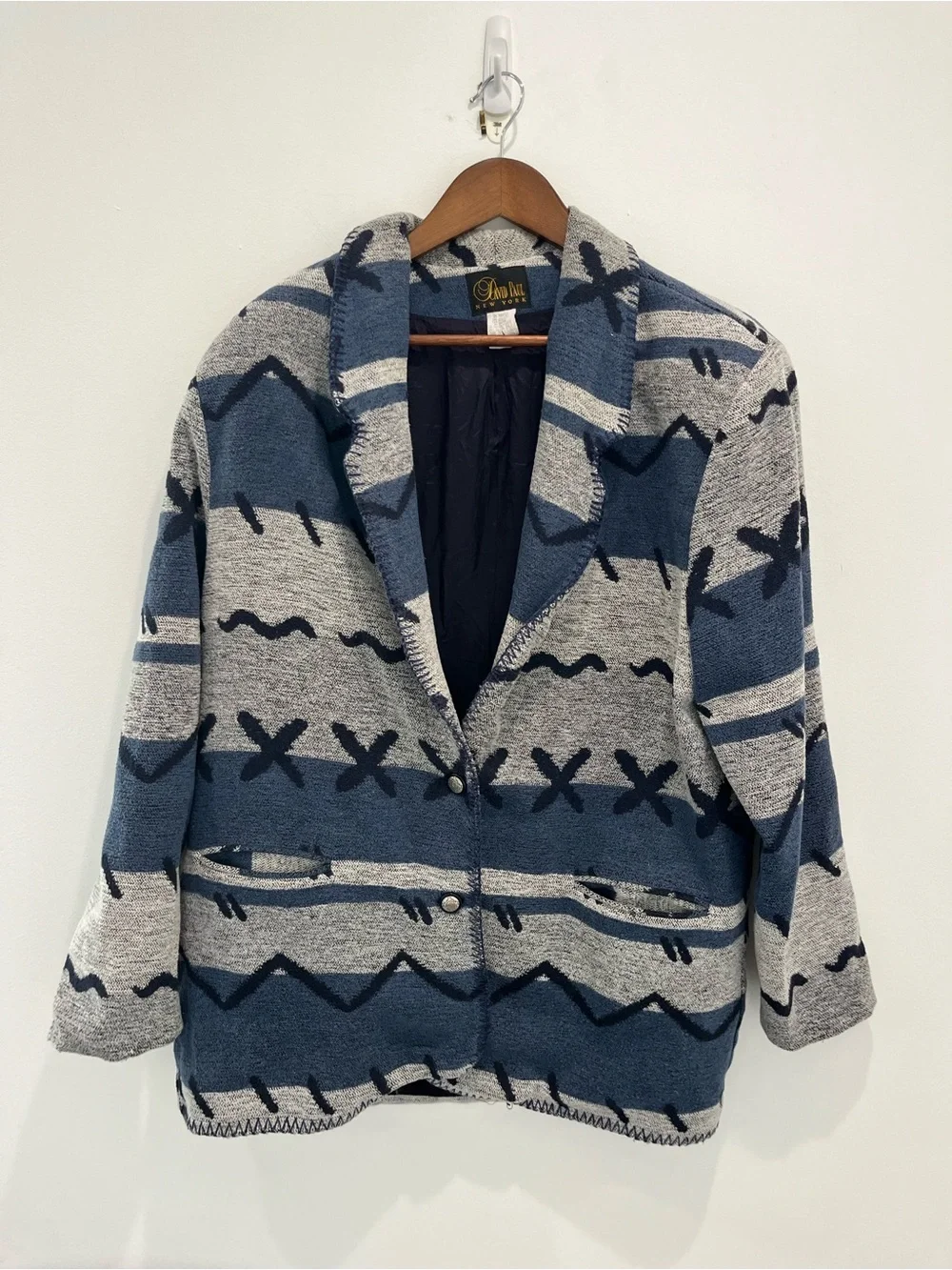 DAVID PAUL Vintage Southwestern Aztec Patterned Blazer with Metal Buttons